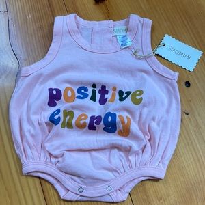 New! SIAOMIMI 6-12M Pink Bubble Onesie "Positive Energy"